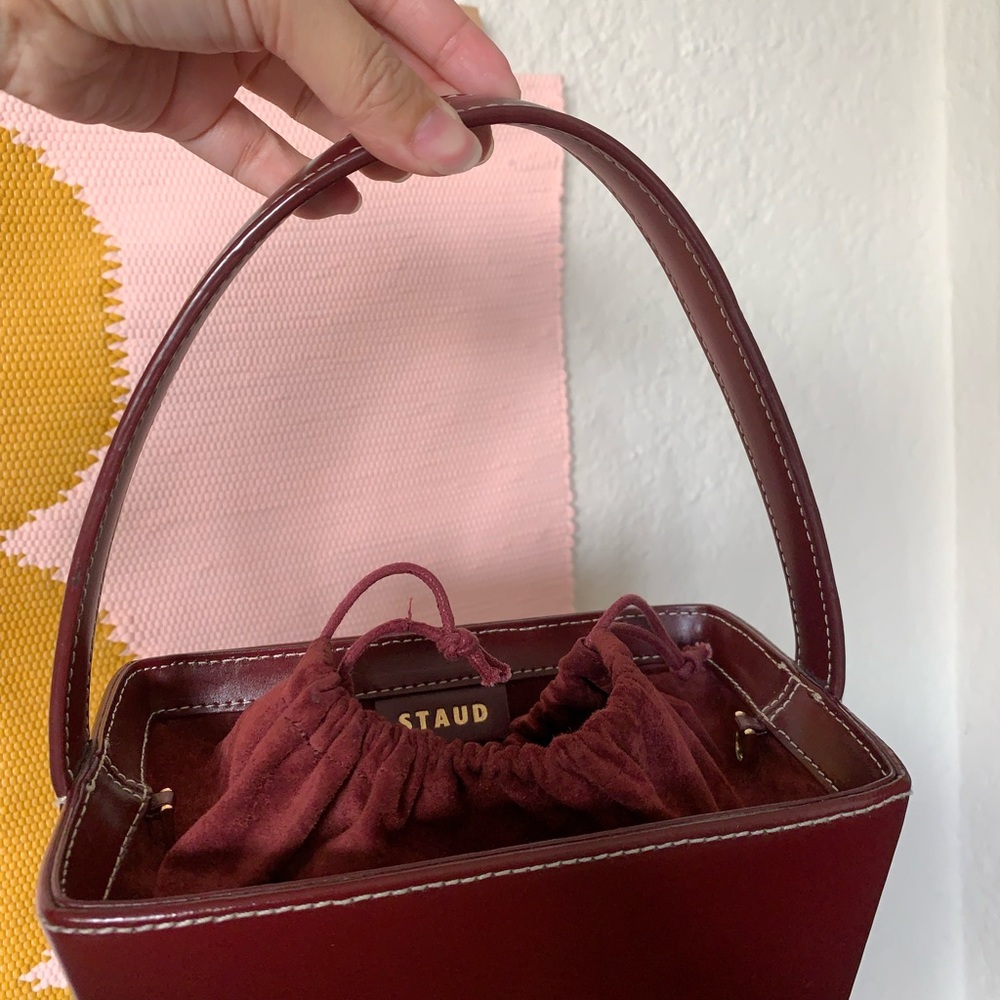 STAUD Burgundy Leather Handbag - Picture 6 of 6